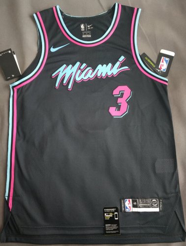 Miami Heat 3 Dwyane Wade 2018-19 city jersey black player versoin